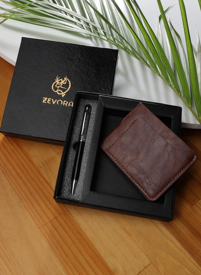 ZEVORA Leather Wallet & Pen Combo Gift Set for Men I Gift for Friend, Boyfriend,Husband,Father, Son, Corporate Gift (Pack of 2) 34TN - Image 2